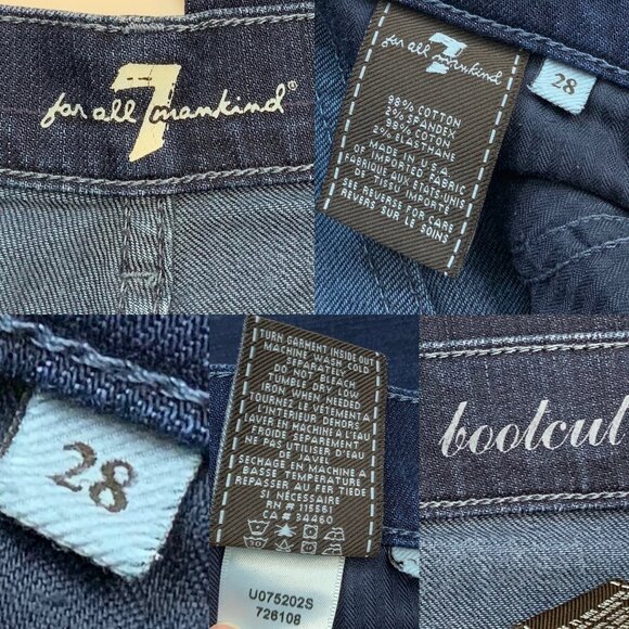 7 For All Mankind 7FAM Bootcut Jeans 28 Dark Blue Wash - Picture 5 of 13